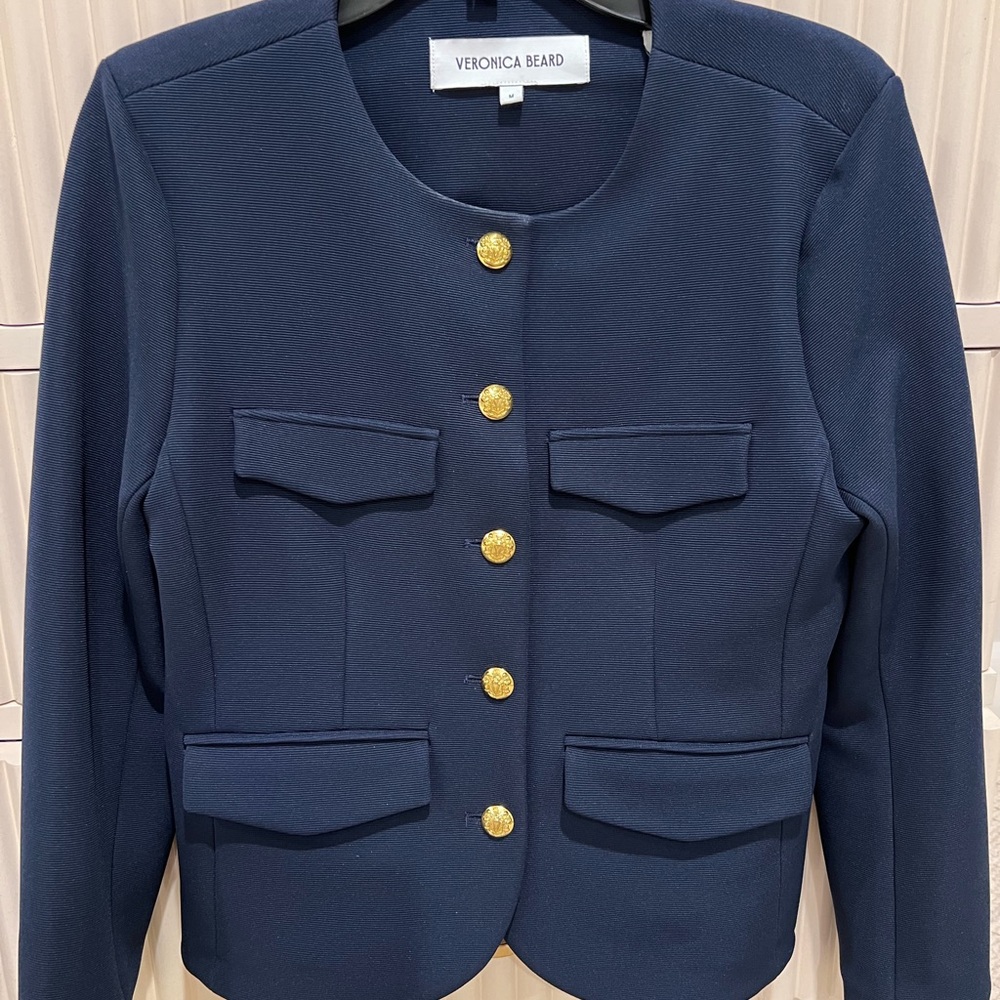 Veronica Beard Midnight Blue Blazer with Gold Accents